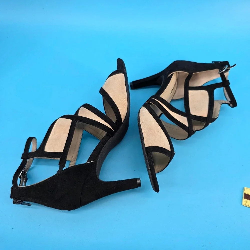 Rialto Ria Womens Black Beige Strappy Caged Dress Sandals Heels Size‎ 9M R6863Z